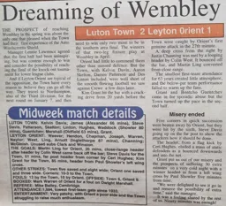Match Report: Luton Town FC vs Leyton Orient (10th Dec 1996)