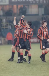 Ceri Hughes celebrates scoring the only goal of the game