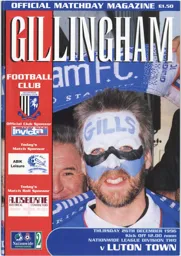 Programme: Gillingham vs Luton Town FC (26th Dec 1996)
