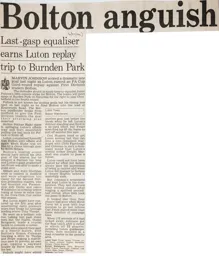 Match Report: Luton Town FC vs Bolton Wanderers (21st Jan 1997)