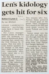 Match Report: Bolton Wanderers vs Luton Town FC (25th Jan 1997)