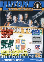 Programme: Luton Town FC vs Plymouth Argyle (8th Feb 1997)