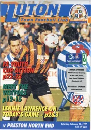 Programme: Luton Town FC vs Preston North End (22nd Feb 1997)