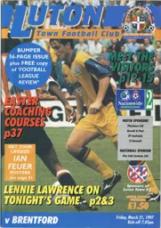 Programme: Luton Town FC vs Brentford (21st Mar 1997)