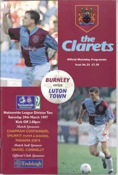 Programme: Burnley vs Luton Town FC (29th Mar 1997)