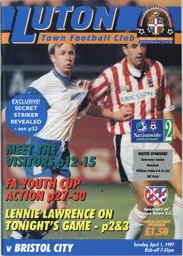 Programme: Luton Town FC vs Bristol City (1st Apr 1997)