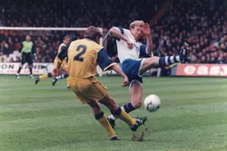 David Oldfield in defensive mode this time, either that or applying a high press ahead of his time