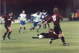 Dwight Marshall in full flight but promotion rivals and soon to be Champions Bury hold the Town to a goalless draw