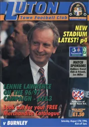 Programme: Luton Town FC vs Burnley (17th Aug 1996)