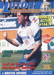 Programme: Luton Town FC vs Bristol Rovers (20th Aug 1996)