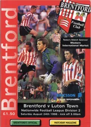 Programme: Brentford vs Luton Town FC (24th Aug 1996)