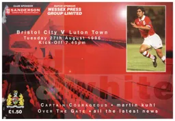 Programme: Bristol City vs Luton Town FC (27th Aug 1996)