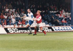 Paul Showler successfully shields the ball