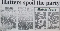 Match Report: Bristol Rovers vs Luton Town FC (4th Sep 1996)