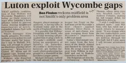 Match Report: Wycombe Wanderers vs Luton Town FC (7th Sep 1996)