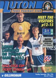 Programme: Luton Town FC vs Gillingham (10th Sep 1996)