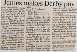 Match Report: Luton Town FC vs Derby County (17th Sep 1996)