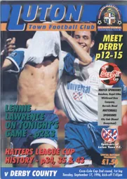 Programme: Luton Town FC vs Derby County (17th Sep 1996)
