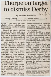 Match Report: Derby County vs Luton Town FC (25th Sep 1996)