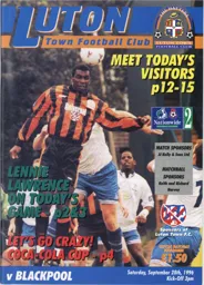 Programme: Luton Town FC vs Blackpool (28th Sep 1996)