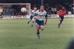 Andrew Fotiadis gives chase to a Steve Davis pass that set up his first ever Luton Town goal