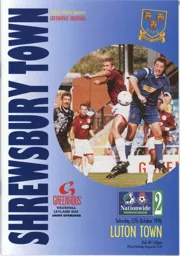 Programme: Shrewsbury Town vs Luton Town FC (12th Oct 1996)