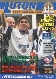 Programme: Luton Town FC vs Peterborough United (19th Oct 1996)