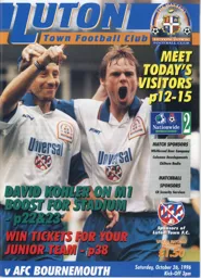Programme: Luton Town FC vs Bournemouth (26th Oct 1996)