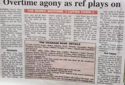 Match Report: Watford vs Luton Town FC (29th Oct 1996)