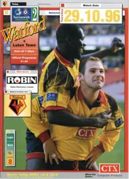 Programme: Watford vs Luton Town FC (29th Oct 1996)