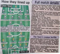 Match Report: Luton Town FC vs Notts County (9th Nov 1996)