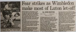 Match Report: Luton Town FC vs Wimbledon (12th Nov 1996)