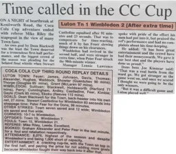 Match Report: Luton Town FC vs Wimbledon (12th Nov 1996)