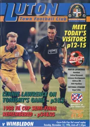 Programme: Luton Town FC vs Wimbledon (12th Nov 1996)