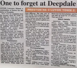Match Report: Preston North End vs Luton Town FC (19th Nov 1996)