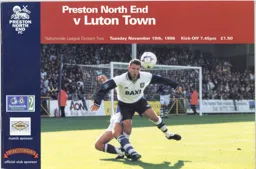Programme: Preston North End vs Luton Town FC (19th Nov 1996)