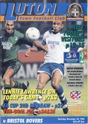 Programme: Luton Town FC vs Bristol Rovers (23rd Nov 1996)