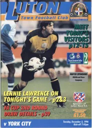 Programme: Luton Town FC vs York City (3rd Dec 1996)