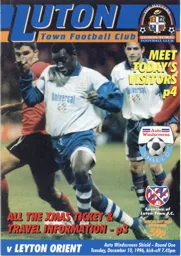 Programme: Luton Town FC vs Leyton Orient (10th Dec 1996)