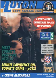 Programme: Luton Town FC vs Crewe Alexandra (14th Dec 1996)