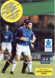 Programme: Millwall vs Luton Town FC (18th Dec 1996)