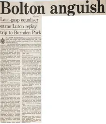 Match Report: Luton Town FC vs Bolton Wanderers (21st Jan 1997)