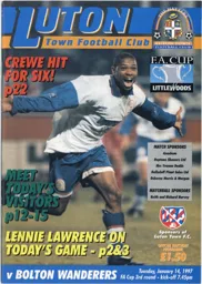 Programme: Luton Town FC vs Bolton Wanderers (21st Jan 1997)