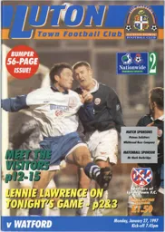 Programme: Luton Town FC vs Watford (27th Jan 1997)