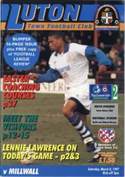 Programme: Luton Town FC vs Millwall (8th Mar 1997)