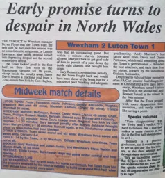 Match Report: Wrexham vs Luton Town FC (12th Mar 1997)