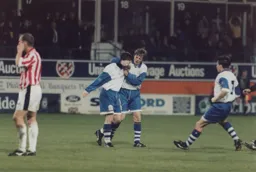 Thorpe and Alexander celebrate as the Town go top of the league in front of the Sky cameras on Friday Night Football