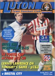 Programme: Luton Town FC vs Bristol City (1st Apr 1997)