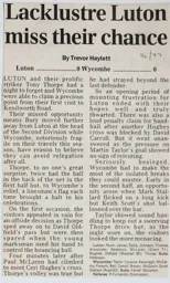 Match Report: Luton Town FC vs Wycombe Wanderers (8th Apr 1997)