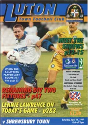 Programme: Luton Town FC vs Shrewsbury Town (19th Apr 1997)